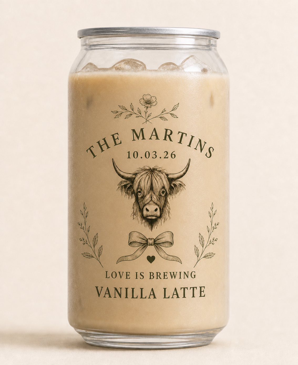 Romantic floral personalized wedding coffee can for the Martins