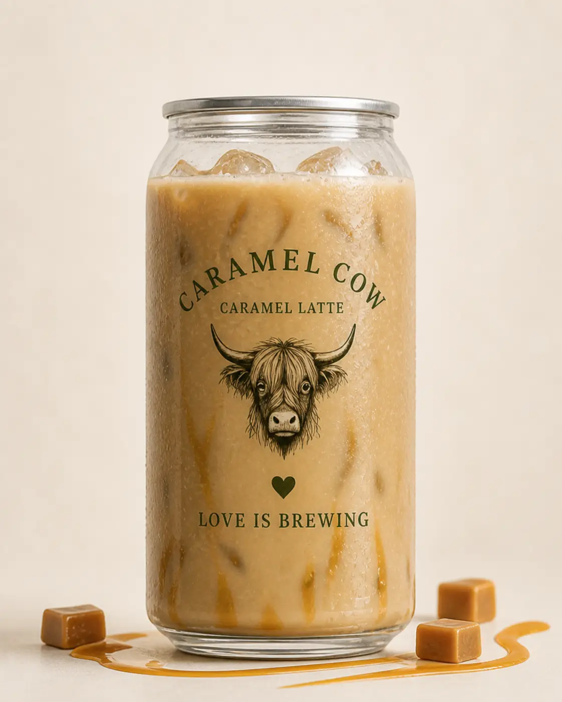Caramel Cow caramel latte can